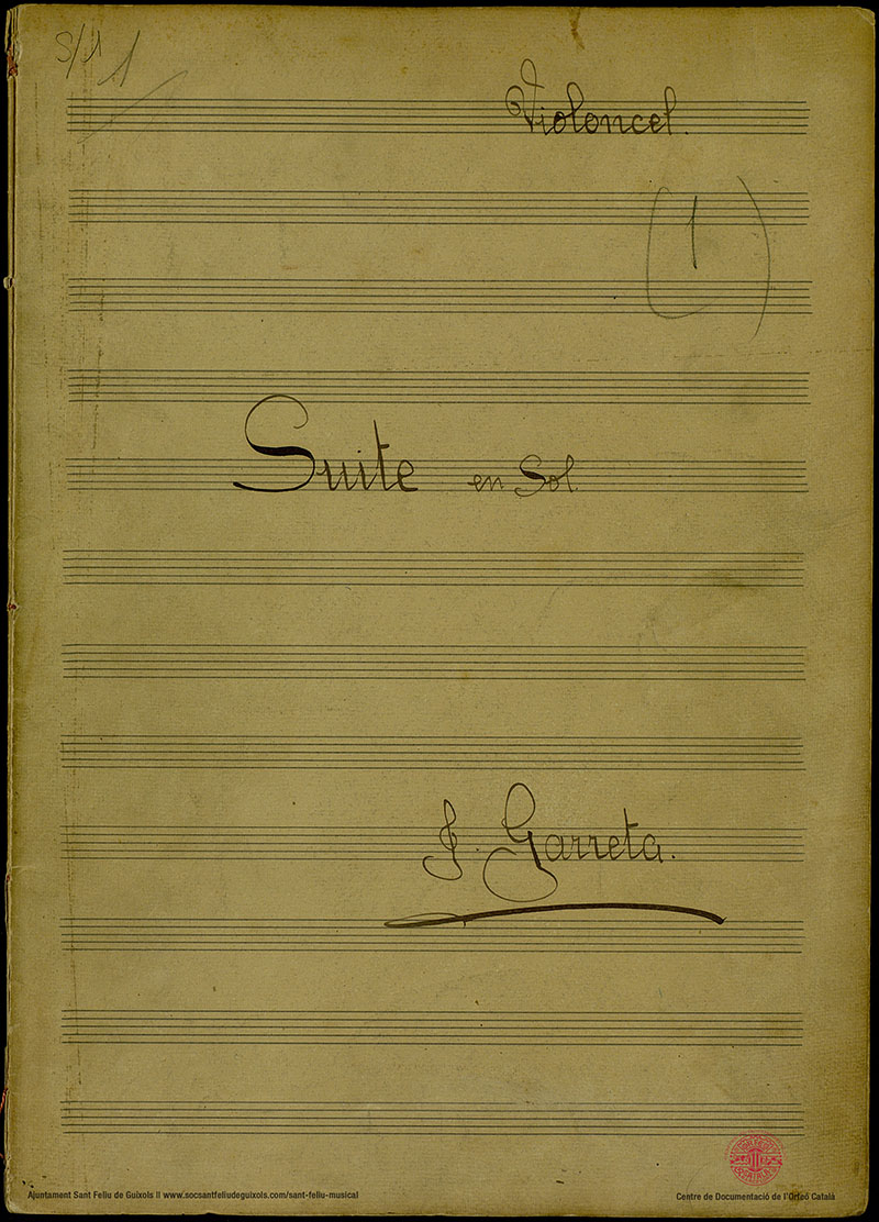 Juli Garreta - Simfonies - Suite en sol major - Violoncel - Faristol 01