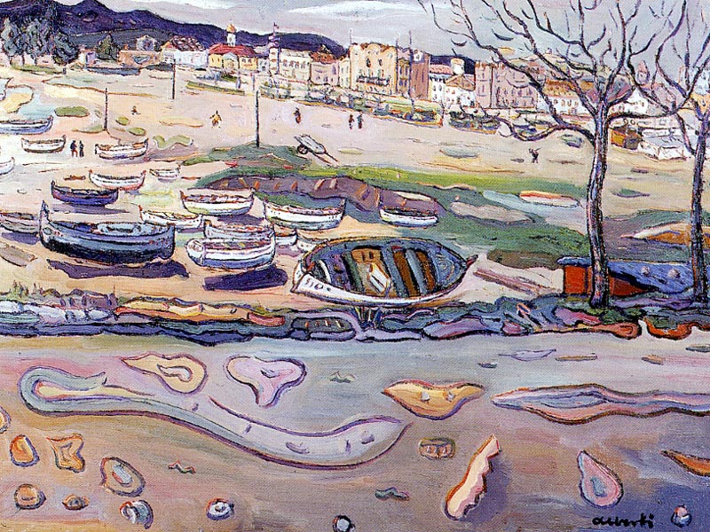 Platja de Sant Feliu. 1957. Oli/tela. 55 x 73 cm. Museu d'Història de la Ciutat. Sant Feliu de Guíxols.