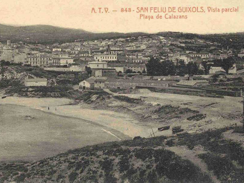 Vista de Calassanç abans de la construcció del port, primera dècada del segle XX. AMSFG. Col·lecció Municipal d’Imatges (Àngel Toldrà Viazo)