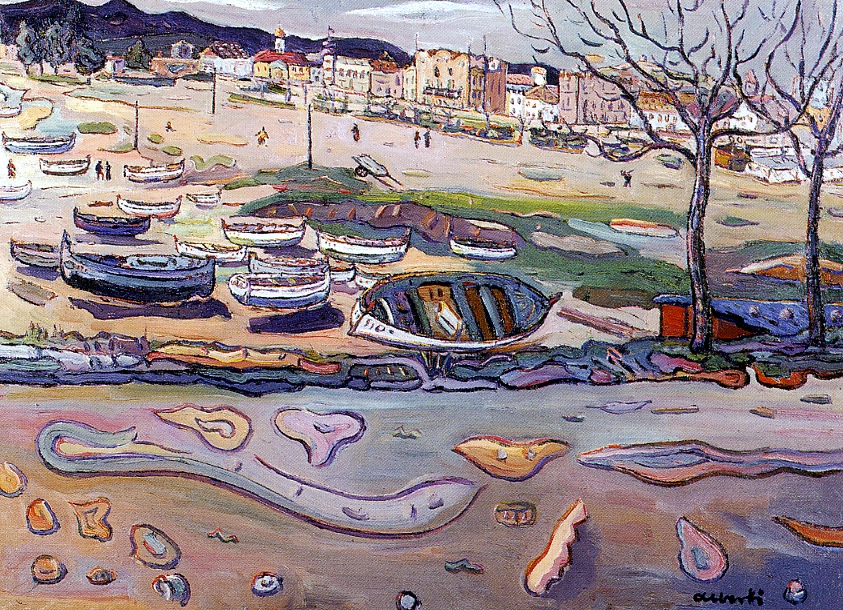 Platja de Sant Feliu. 1957. Oli/tela. 55 x 73 cm. Museu d'Història de la Ciutat. Sant Feliu de Guíxols.