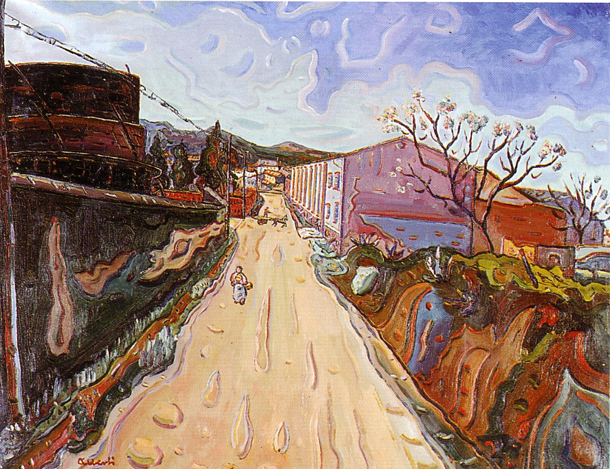 Carretera vella de Palamós. 1958. Oli/tela. 64 x 81 cm. Museu d'Història de la Ciutat. Sant Feliu de Guíxols.