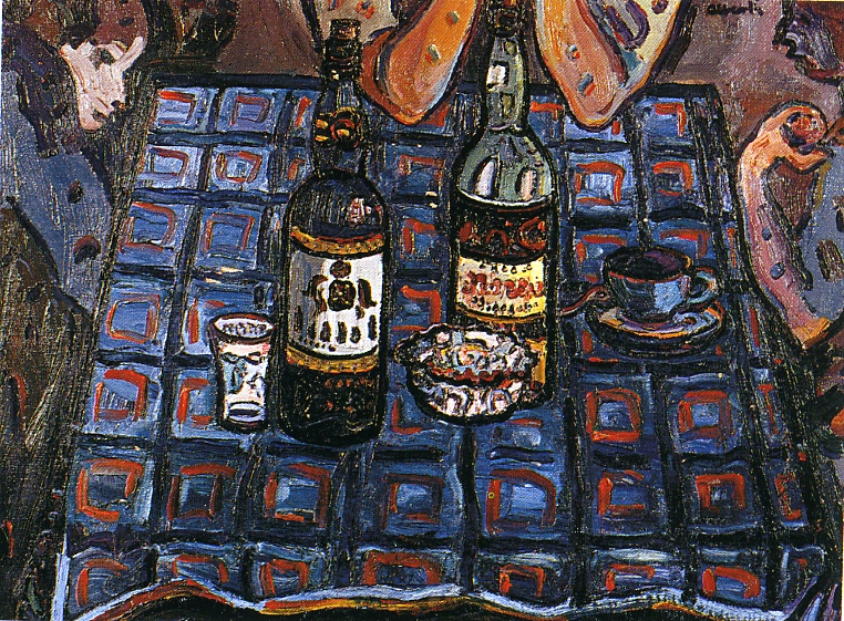 Taula de bar. ca. 1960. Oli/tela. 54 x 65 cm. Museu d'Història de la Ciutat. Sant Feliu de Guíxols