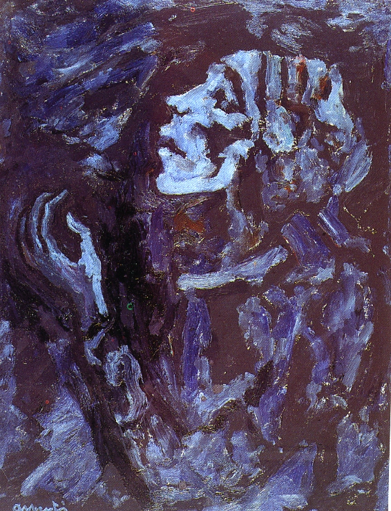 Súplica. 1983. Oli/tela. 63 x 49 cm. Museu d'Història de la Ciutat. Sant Feliu de Guíxols.