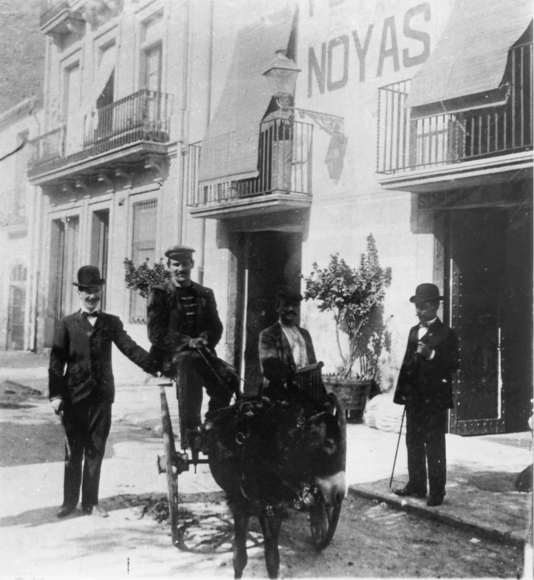 Ruquet i carro de l’Hotel les Noies, utilitzat com a taxi per als clients, cap a 1900. AMSFG. Col·lecció Municipal d’Imatges (Autor desconegut)