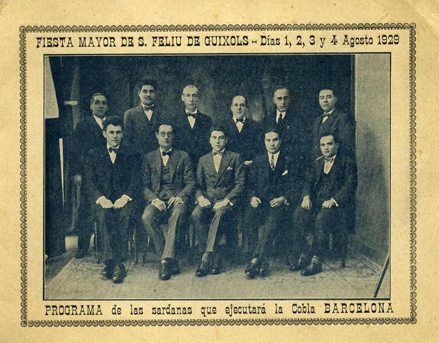 Programa del concert de sardanes de la Cobla Barcelona per a la Festa Major de l’any 1929 AMSFG. Col·lecció Joan i Jordi Ros (Autor desconegut)